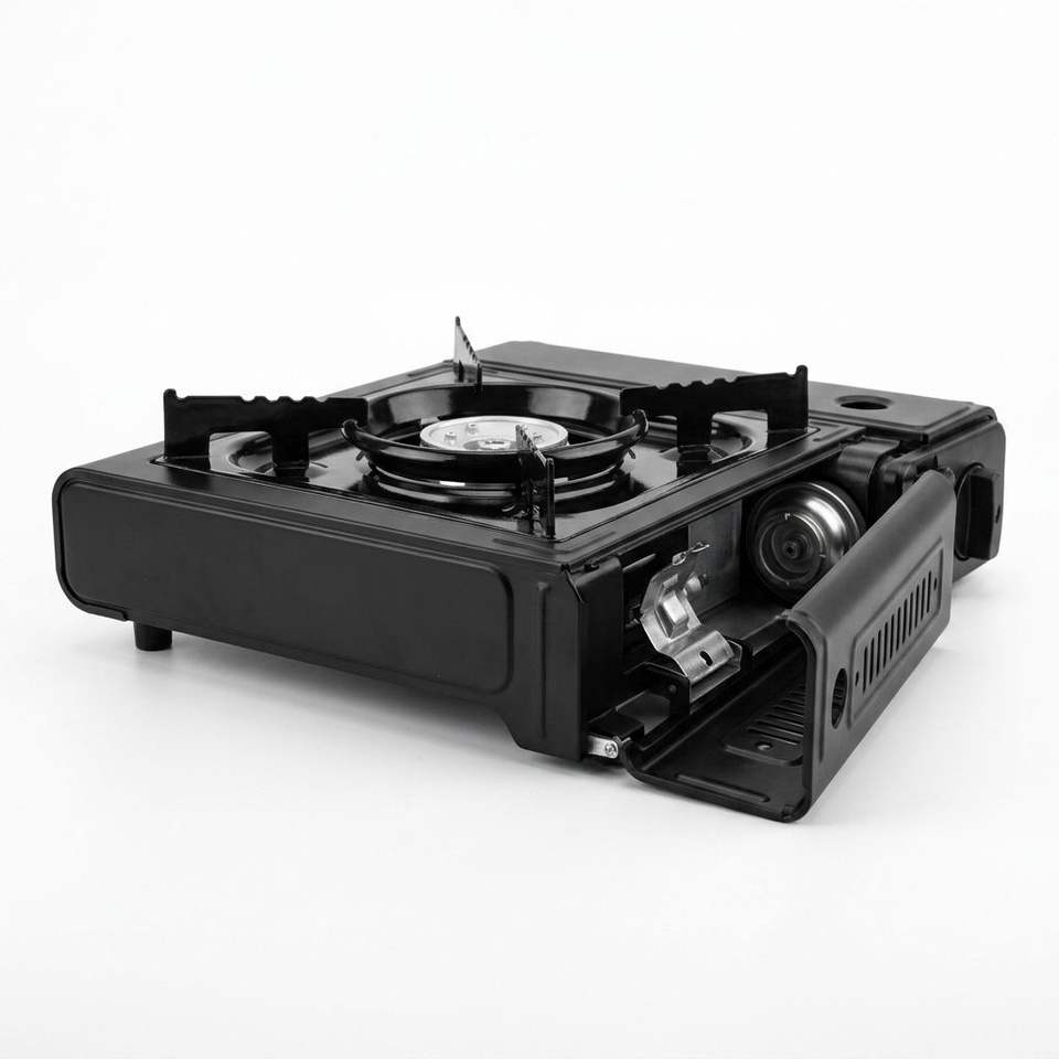 Emergency Stove black - burner and control detail