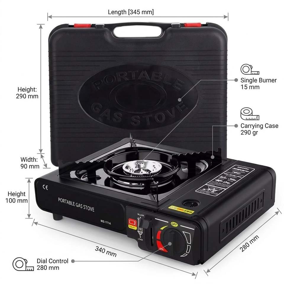 Emergency Stove black - stainless steel burner detail