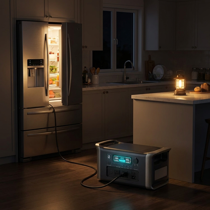 Tactical PowerX keeping a refrigerator running during a nighttime power outage